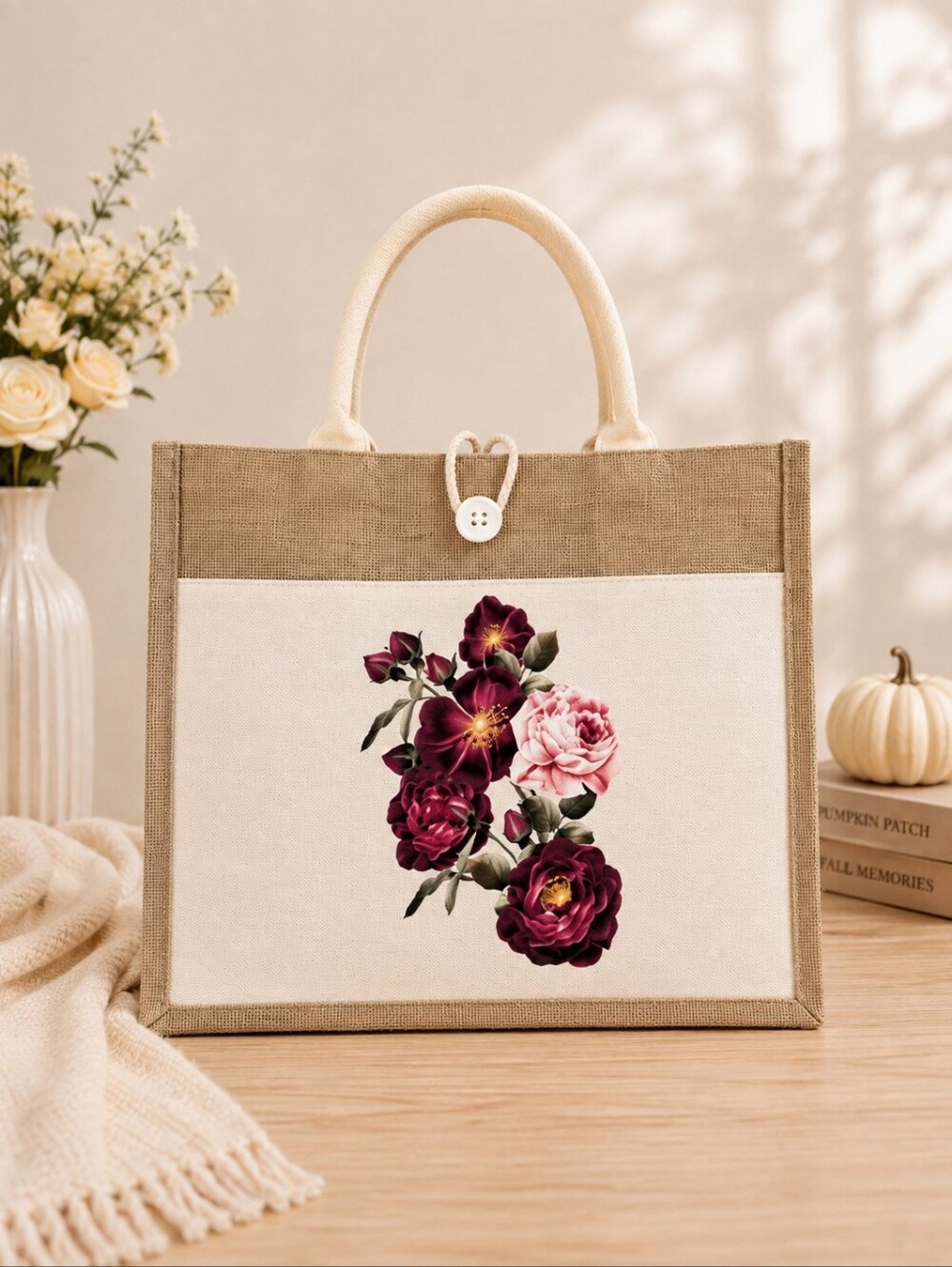 Handmade Floral Canvas Tote Bag